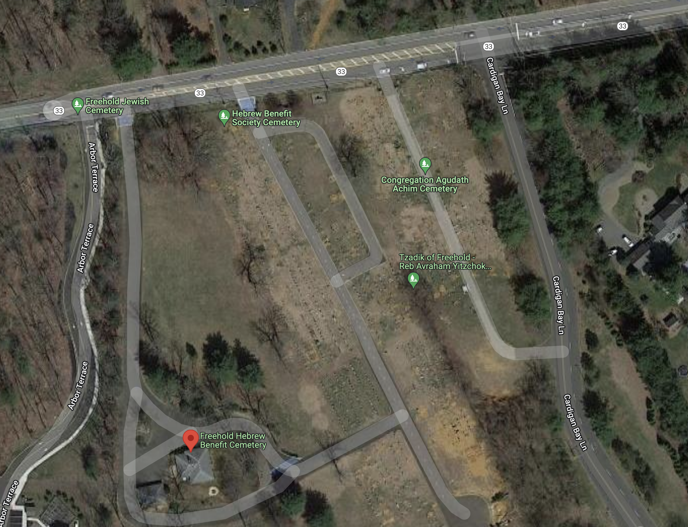 Agudath Achim Cemetery Freehold Map
